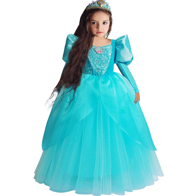 CQDY Little Mermaid Ariel Princess Dress Cinderella Halloween Costumes Dress Up Party Girls Cosplay Kids Ball Gownâ€¦ - Image 1